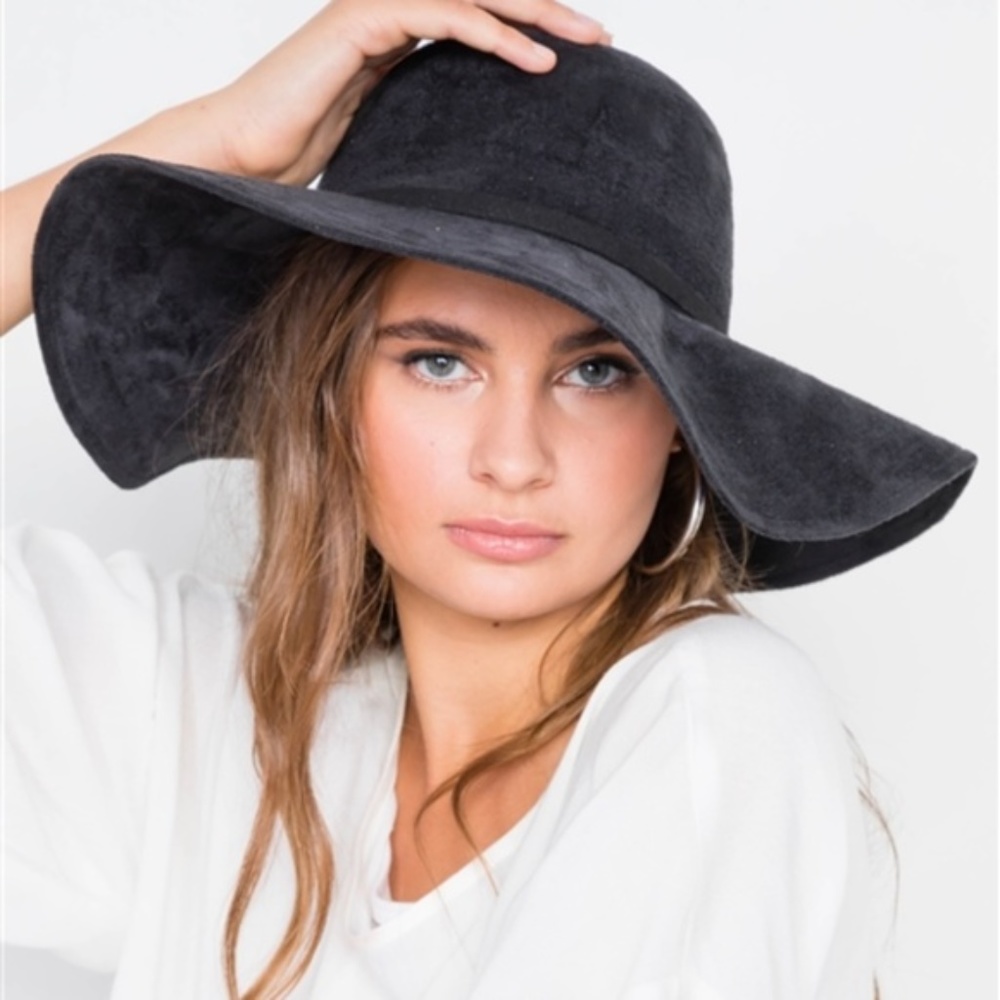 CITY DOLLZ Suede Floppy Hat - Black - Picture 3 of 3